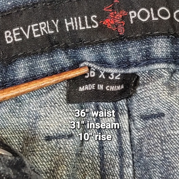 Beverly Hills Polo Jeans Blue Denim Straight Leg Casual Workwear Mens Size 36x31 - Picture 3 of 4